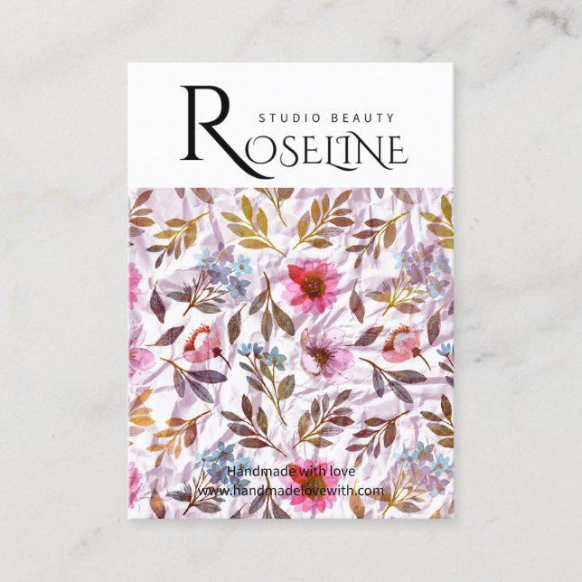 Cute pastel colour purple  flower Earring Display Business Card (Front)