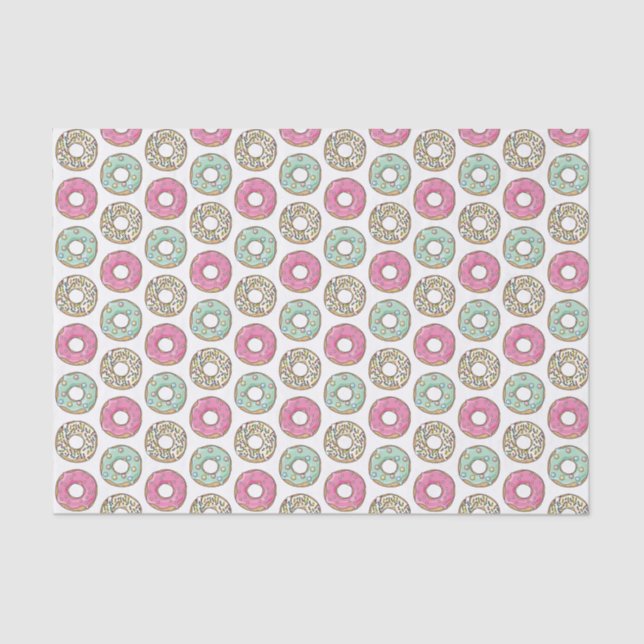 Cute Pastel Coloured Icing Doughnuts Pattern Tissue Paper (Front)