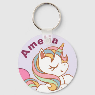 Cute Pastel Coloured Unicorn Personalised Key Ring