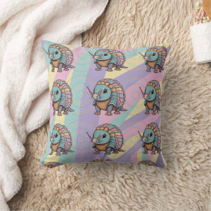 Cute Pastel Coloured Warrior Armadillo Cushion
