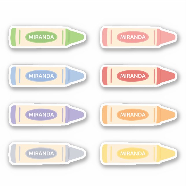 Cute Pastel Crayons with Custom Name (Front)