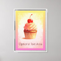 Cute Pastel Cupcake Wall Art - Framed Canvas Print