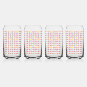 Cute pastel custom tiny candy hearts pattern can glass