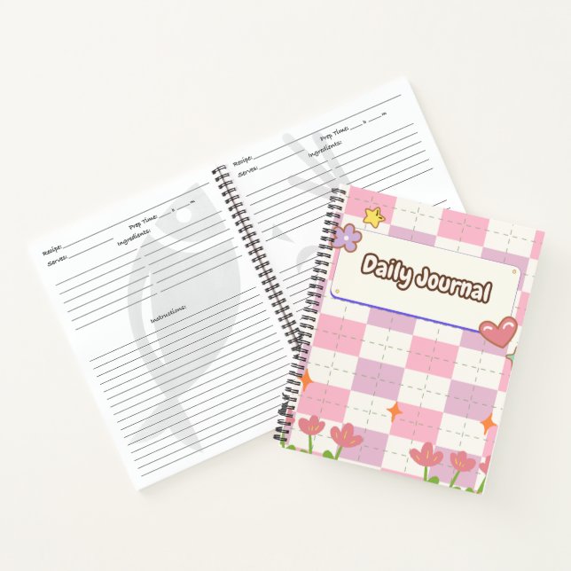 Cute Pastel Daily Journal Cover – Aesthetic Pink & (Inside)