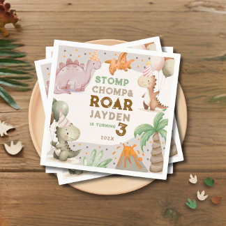 Cute Pastel Dinosaur Birthday Party  Napkin