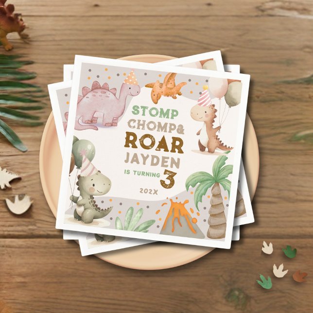 Cute Pastel Dinosaur Birthday Party  Napkin (Creator Uploaded)
