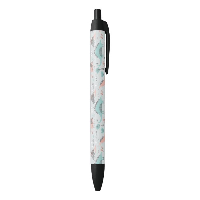 Cute Pastel Dinosaur Pattern Black Ink Pen (Bottom (Vertical))