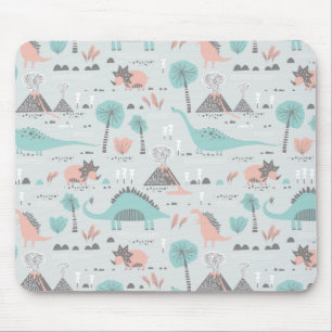 Cute Pastel Dinosaur Pattern Mouse Pad
