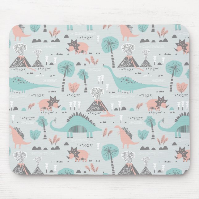 Cute Pastel Dinosaur Pattern Mouse Pad (Front)