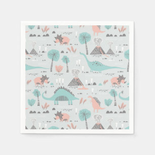 Cute Pastel Dinosaur Pattern Napkin