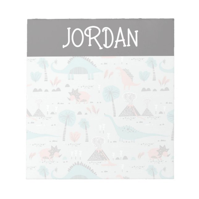 Cute Pastel Dinosaur Pattern Notepad (Front)