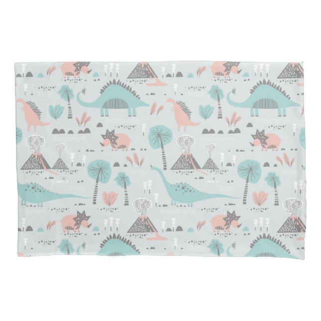 Cute Pastel Dinosaur Pattern Pillowcase (Front)
