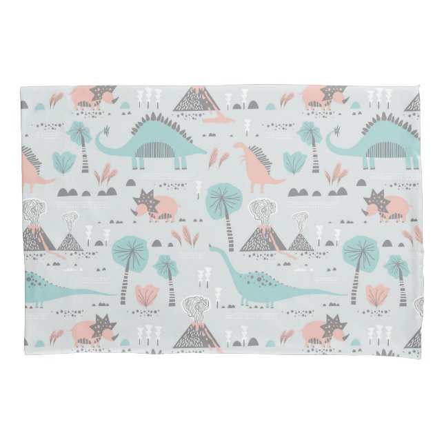 Cute Pastel Dinosaur Pattern Pillowcase (Front)