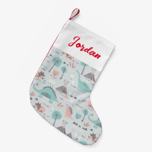 Cute Pastel Dinosaur Pattern Small Christmas Stocking