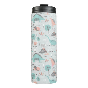 Cute Pastel Dinosaur Pattern Thermal Tumbler