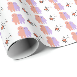 Cute Pastel Doodle Couples Seamless Pattern Wrappi Wrapping Paper