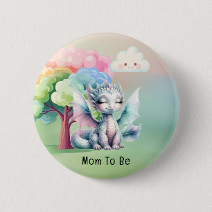 Cute Pastel Dragon Baby Shower Mum To Be 6 Cm Round Badge