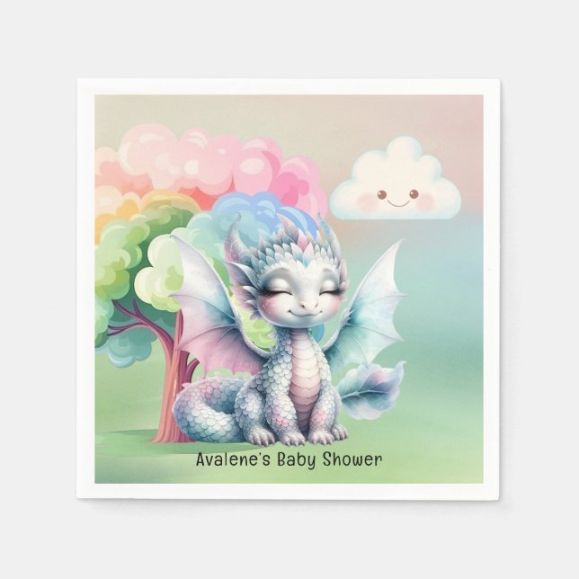 Cute Pastel Dragon Baby Shower Napkin (Front)