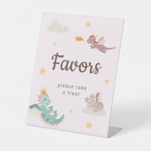 Cute Pastel Dragon Kids Birthday Party Favors Pedestal Sign