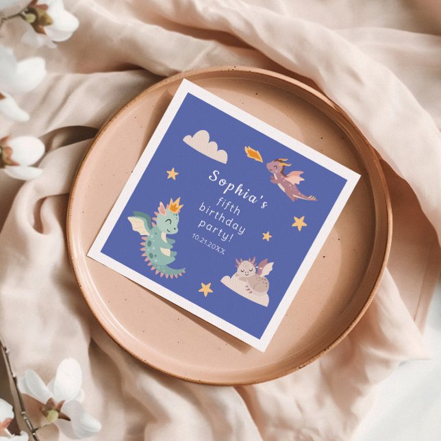 Cute Pastel Dragon Kids Birthday Party  Napkin (Creator Uploaded)