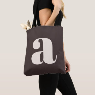 Cute Pastel Earthy Brown Monogram Retro Lettering Tote Bag
