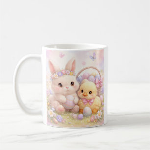 Cute Pastel Easter Bunny & Duck Coffee Mug