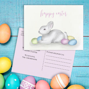 Cute Pastel Easter Bunny Simple Classic Colourful Holiday Postcard