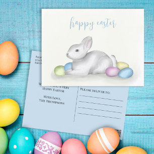 Cute Pastel Easter Bunny Simple Classic Colourful Holiday Postcard