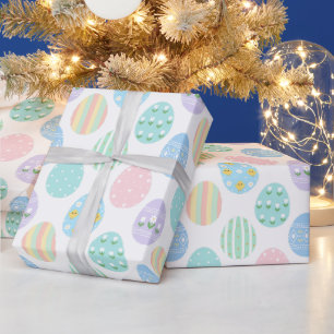 Cute Pastel Easter Eggs Pattern  Wrapping Paper