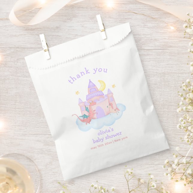 Cute Pastel Fairytale Dragon Unicorn Baby Shower  Favour Bag (Clipped)