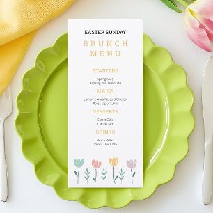 Cute Pastel Floral Colourful Easter Sunday Brunch Menu