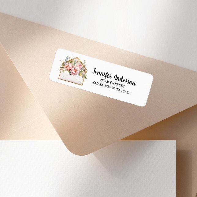 Cute Pastel Floral Envelope Address Return Address Label (Creator Uploaded)