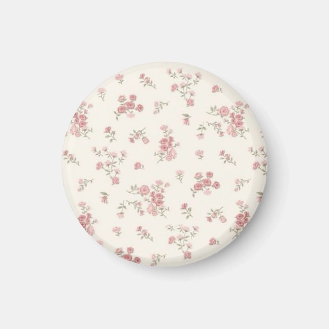Cute Pastel Floral Magnet – Soft Pink Flower Desig (Front)