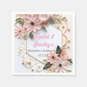 Cute Pastel Floral Wedding Frame Paper Quilling Napkin