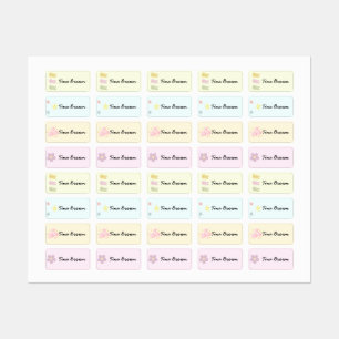 Cute Pastel Flower Cloud School Name Clothing