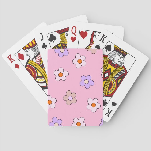 Cute Pastel Flower Pattern Playing Cards (Back)