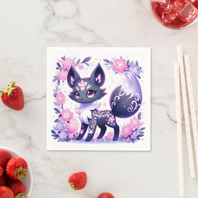 Cute Pastel Fox Baby Shower Napkin (Insitu)