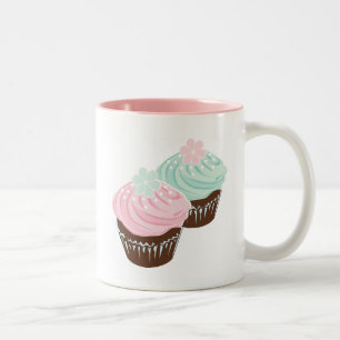 Cute Pastel Frosted Cupcakes Two-Tone Coffee Mug