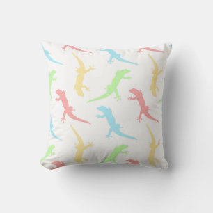 Cute Pastel Gecko Lizard Seamless Pattern Cushion