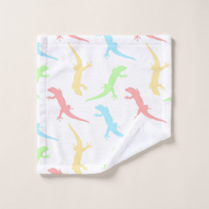 Cute Pastel Gecko Lizard Seamless Pattern Wash Cloth