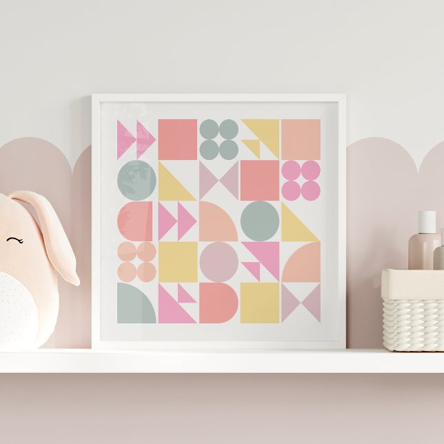 Cute Pastel Geometric Nursery Wall Square Poster (Creator Uploaded)