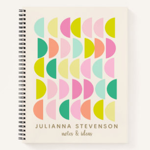 Cute Pastel Geometric Shapes Personalised Name Notebook