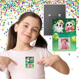 Cute Pastel Ghost Kids Birthday Party Button