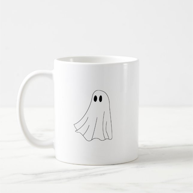 Cute Pastel Ghost Pattern Coffee Mug (Left)