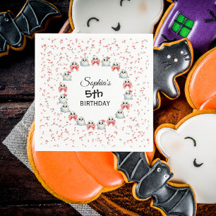 Cute Pastel Ghost Theme Customised Text Birthday Napkin
