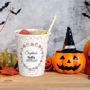 Cute Pastel Ghost Theme Customised Text Birthday Paper Cups