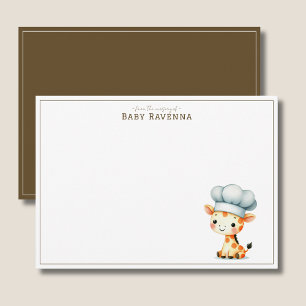 Cute Pastel Giraffe Chef Boy Nursery Thank You  Card