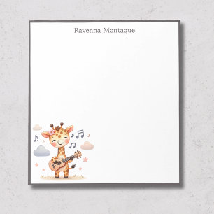 Cute Pastel Giraffe Girl Border Name Nursery Notepad