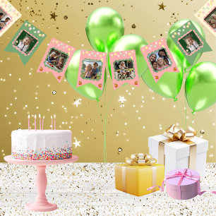 Cute Pastel Girl Family Milestone Moments Birthday Bunting