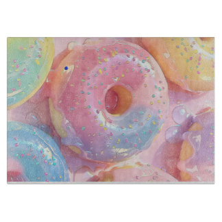 Cute Pastel Glazed Doughnuts Pattern Cutting Board